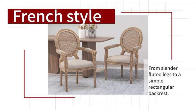 Set of 2 Judith French Country Wood and Cane Upholstered Dining Chairs - Christopher Knight Home, 2 of 15, play video