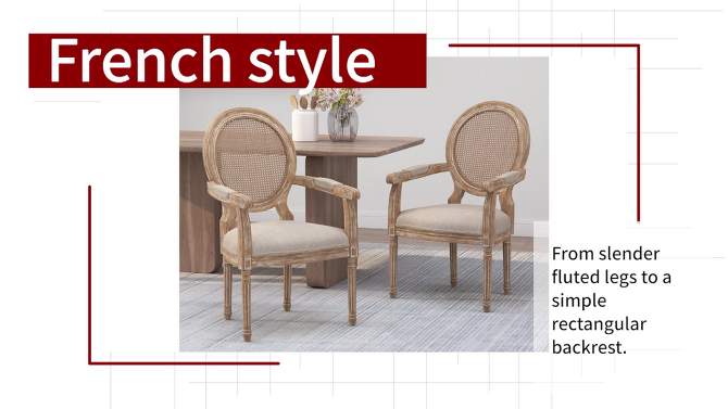 Set of 6 Judith French Country Wood and Cane Upholstered Dining Chairs - Christopher Knight Home, 2 of 13, play video