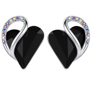 Leafael Infinity Love Heart Stud Earrings with Birthstone Crystal Women's Gifts, Silver-tone - 1 of 4