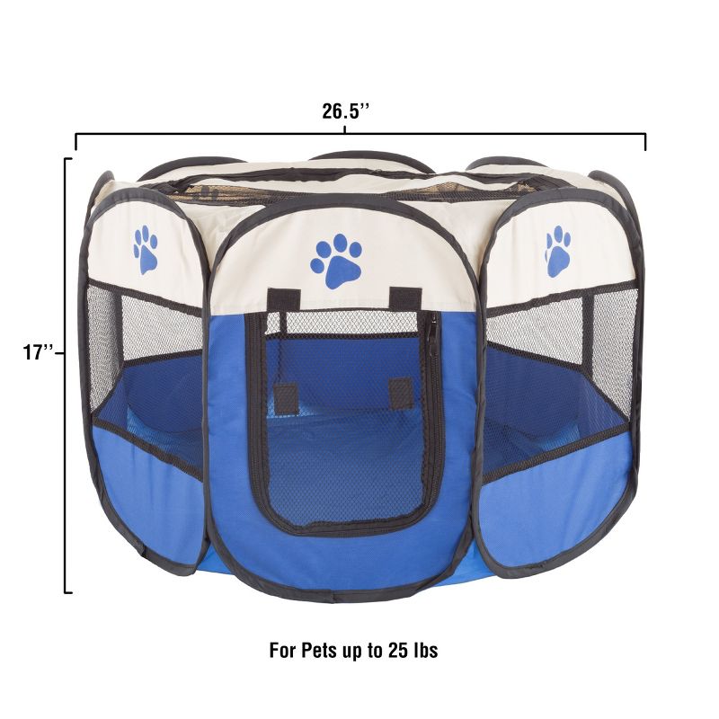 Pet Adobe Pop-Up Pet Playpen With Carrying Case – Portable Indoor/Outdoor Pet Enclosure - Blue, 5 of 7