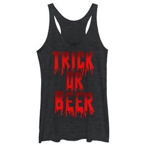 Women's CHIN UP Halloween Trick or Beer Racerback Tank Top - 1 of 3