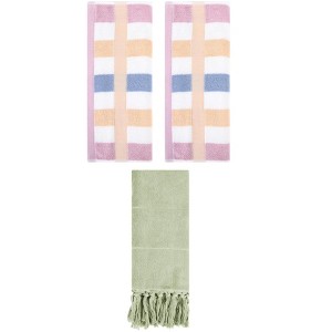 REGALWOVEN 3 Packs Cotton Absorbent Soft Decorative Bathroom Hand Towel for Kitchen - 1 of 4