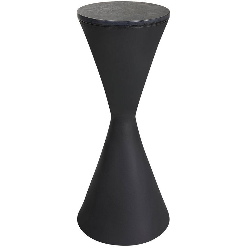 Uttermost Time's Up 9"W Textured Matte Black Hourglass Drink Table, 1 of 2