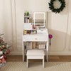 KWPZQEB Vanity Desk with LED Mirror Lights, Makeup Vanity Set with Stool, Open Shelves & Drawers, Vanity Table with Folding Table for Dressing Room - 2 of 4
