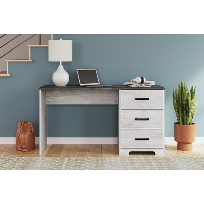 Gray and White Wood Home Office Desk with Drawers