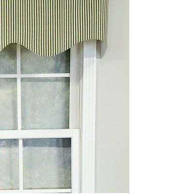 Luxurious Pine Green Cotton Striped Window Valance 50" x 17"