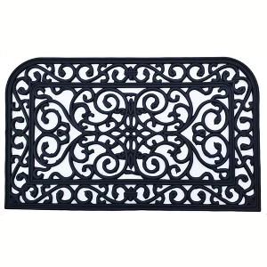 HomeRoots 18" X 30" Black Rubber Outdoor Door Mat - 1 of 4