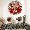 24 Inch Christmas Wreath, Pre-Lit Xmas Wreath with 20 Lights, Flowers, Bowknot, Pine Cones, Balls Candy, for Front Door Indoor Outdoor Holiday Decor - 2 of 4