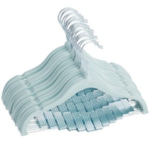 Juvale 24 Pack Blue Velvet Closet Clothes Hangers With Clips For Baby Nursery Kids Children Coat Skirt Pants, 12 in - 1 of 4