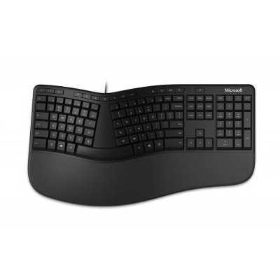 Microsoft Ergonomic Keyboard Black - Wired Connectivity - Feat. dedicated integrated numbers pad - Pair w/ Microsoft ergonomic Mouse