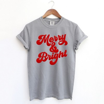 Simply Sage Market Women's Bold Merry and Bright Puff Print Short Sleeve Garment Dyed Tee