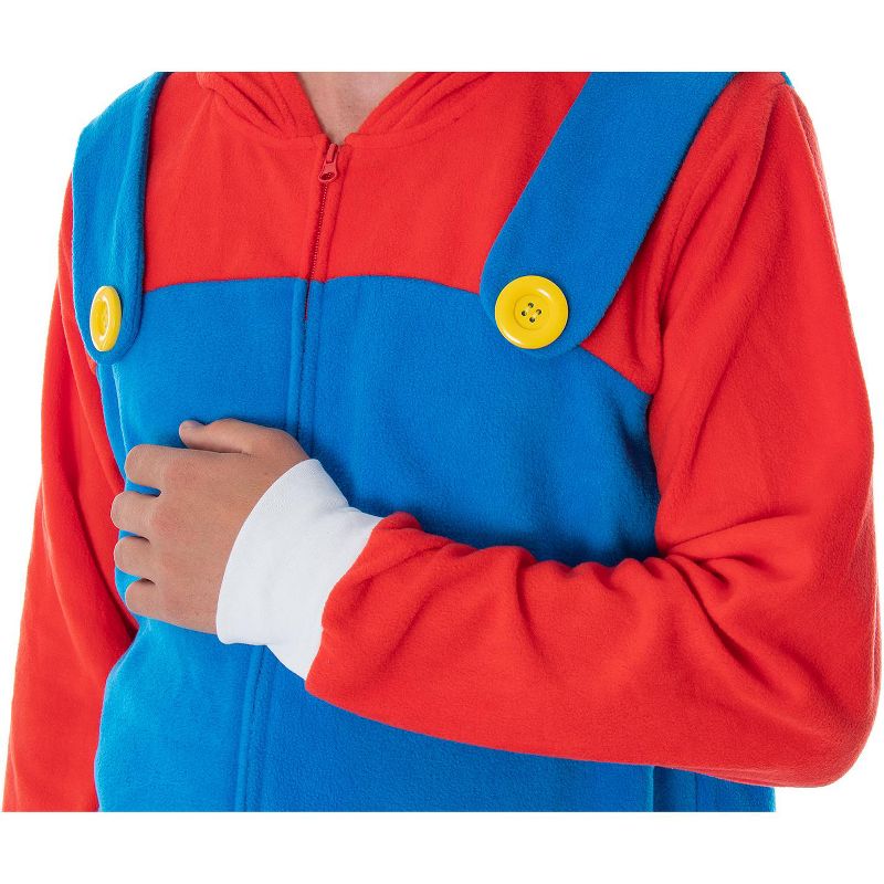 Super Mario Bros. Adult Mario Costume Microfleece Union Suit Pajama Outfit, 3 of 8
