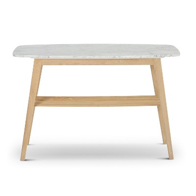 The Bianco Collection Castello 43" Rectangular Italian Carrara White Marble Console Table