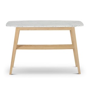 The Bianco Collection Castello 43" Rectangular Italian Carrara White Marble Console Table - 1 of 4