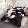 Acoinel 3 Pcs Western Style Cow Print Flag Lightwight Ultra Soft Comforter Set with 2 Pillowcases, Black - 2 of 4