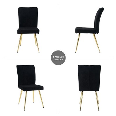 4pcs/set Upholstered Chair With Fabric Modern Teddy Wool Dining Chair Accent Side Chair With Gold-plated Metal Legs
