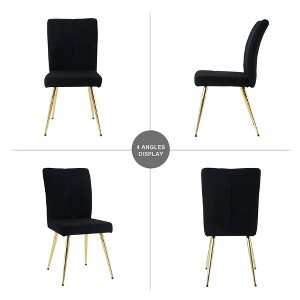 4pcs/set Upholstered Chair With Fabric Modern Teddy Wool Dining Chair Accent Side Chair With Gold-plated Metal Legs - 1 of 4