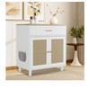 White Hidden Cat Litter Box Furniture With Storage Drawer, Wood Cats Litter Enclosure Cabinet With 2 Sisal Doors, Hidden Enclosed Kitty Litter Box Ca - 2 of 4