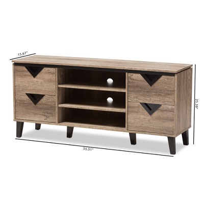 Beacon Black Oak Veneer TV Stand with Cabinet, 58.86"