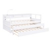 Twin XL Daybed With 2 Trundles 1 Light For Free USB Charging Design Wooden Bed Frame With 3 Storage Cubbies For Kids Teens - 3 of 4