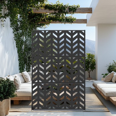 Lirago Metal Outdoor Privacy Screen Freestanding Patio Decorative Screens - 72"x47", Black
