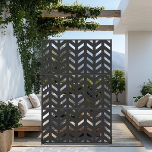 Wooakway 47" x 72" Black Metal Garden Trellis Privacy Screen Indoor Outdoor Room Divider Lattice Panel - 1 of 4
