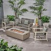 Christopher Knight Home Augusta Outdoor Acacia Wood and Wicker 4 Seater Chat Set with Fire Pit - 2 of 4
