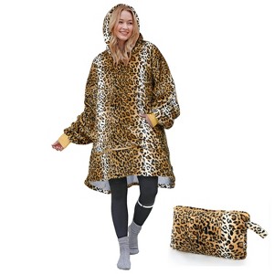 Catalonia Oversized Blanket Hoodie Sweatshirt, Wearable Fleece Blanket Pullover, Soft Warm Comfortable Portable Travel Sweater Pillow for Men Women - 1 of 4