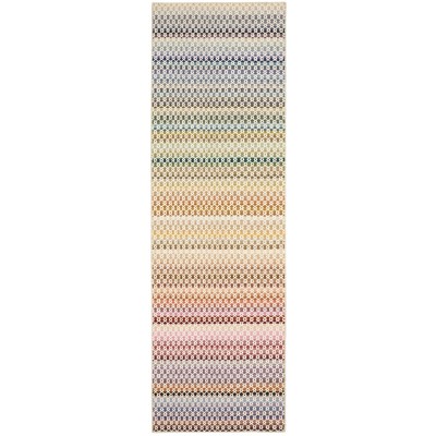 Ivory and Multicolor Flat Woven Wool Stripe Rug, 10' x 14'