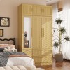 FUFU&GAGA Wooden Wardrobe with Mirror & Modular Storage: Drawers + Top Cabinets, Tailored for Bedroom & Dorm - 3 of 4