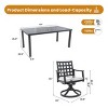 7-Piece Outdoor Dining Set, Swivel Rock Dining Chairs and Dining Table with Umbrella Hole, Aluminium Chairs with Foam Cushions-Coolbibila - 3 of 4