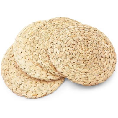 Natural Jute Woven Hyacinth Round Placemats, 12.2 in, Set of 4