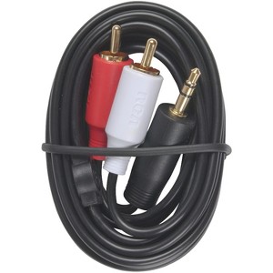 3.5-mm Male to 2 RCA-Male Stereo Audio Y-Adapter Cable, 3 Ft. in Black - 1 of 4