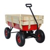 Heavy Duty Steel Wooden Side Support Cargo Wagon with All-Terrain Air Tires,Effortless Foldable Handle Cart for Towing Kids Toys - 3 of 4