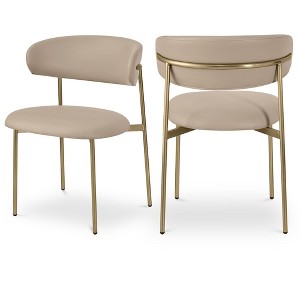 Meridian Furniture,Lupita Taupe Vegan Leather Dining Chair, Set of 2 - 1 of 4