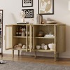 ACEPANO 60 in. W Wood Sideboard Cabinet with Storage, Glass Doors and Adjustable Shelves-Natural - 4 of 4