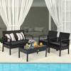 Tangkula Set Of 8 Wicker Patio Conversation Furniture Set Outdoor Rattan Chair and Table Set Patio Furniture Sets w/ Coffee Table & Washable Cushions - 2 of 4
