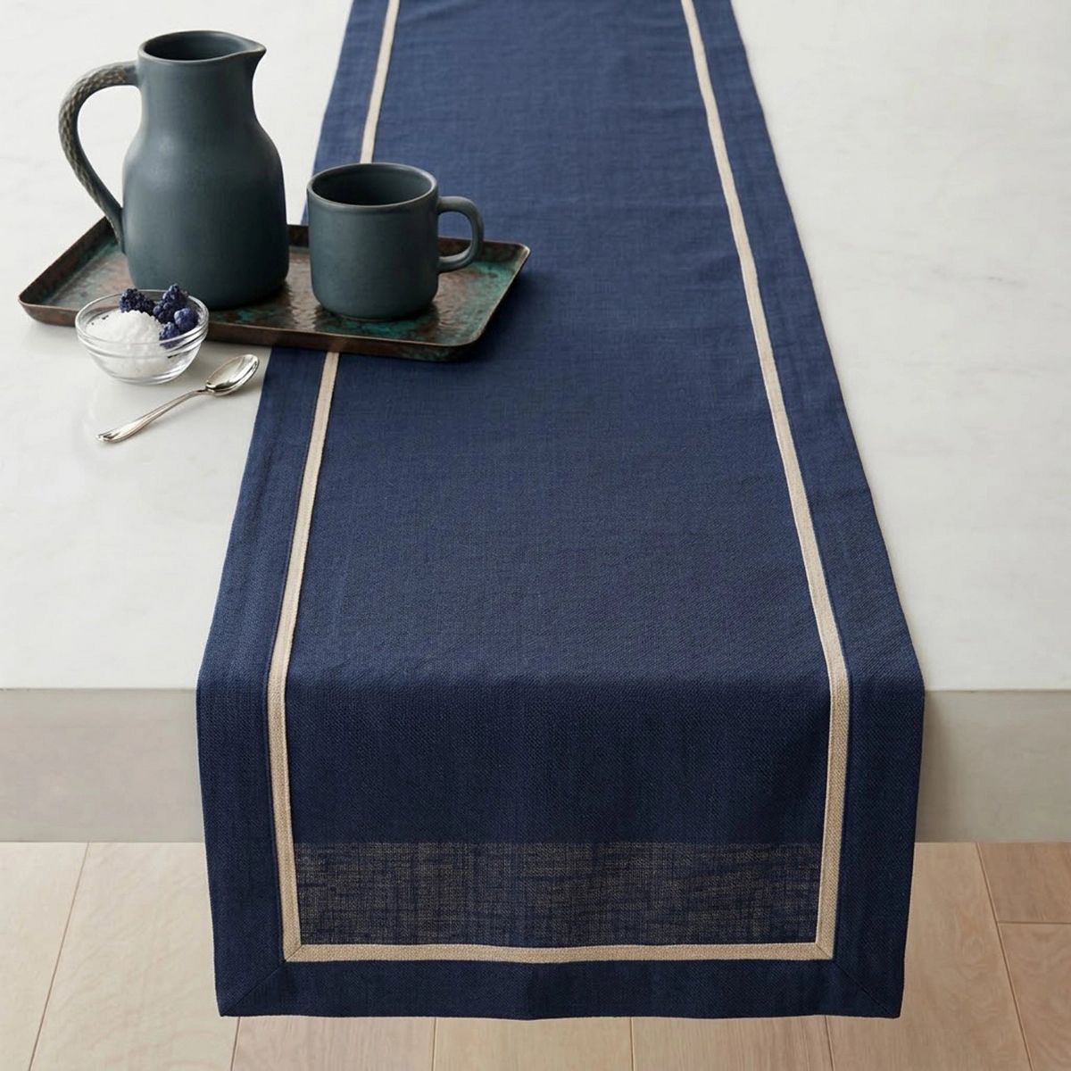 Solino Home Linen Navy Table Runner 14 x 36 Inches - Kensington