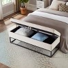 LOVMOR 64.5"Modern Velvet Storage Ottoman Bench,Nails Tufted Upholstered Storage Ottoman for Bedroom, Living Room, Entryway - 3 of 4