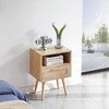 NicBex Rattan Nightstand with Drawer and Open Storage Space Modern Bedside Table with Solid Wood Legs for Bedroom,Living Room - 2 of 4