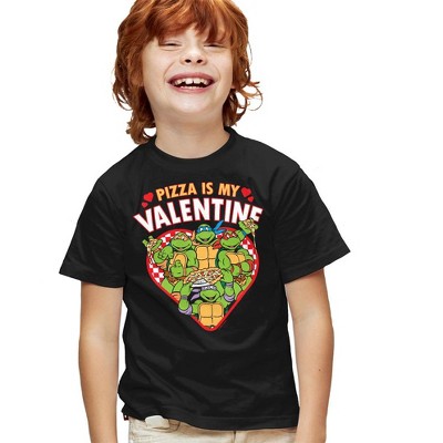 Teenage Mutant Ninja Turtles Pizza Is My Valentine, Youth Unisex T Shirt, Black