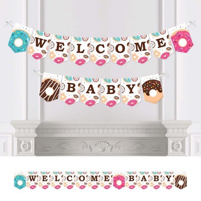 Big Dot of Happiness Donut Worry, Let's Party - Doughnut Party Bunting Banner - Party Decorations - Welcome Baby