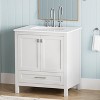 FAMYYT 30 in. Single Sink Freestanding White Bath Vanity with White Marble Top, Soft Closing Doors & Drawers, Fully Assembled - 2 of 4