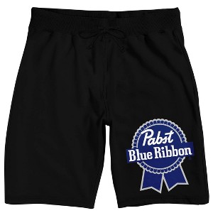 Pabst Blue Ribbon Label Men's Black Sleep Pajama Shorts - 1 of 4