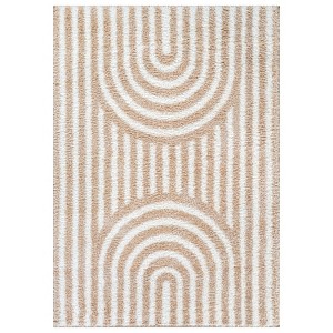 World Rug Gallery Abstract Arch Shag Rug – Medium Pile, Durable & Easy to Clean – Anthracite Dark Gray - 1 of 4