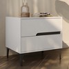 POVISON Modern Bedroom Nightstand, White Nightstand with Two Pine Wood Drawers, 19.69 Inches - 2 of 4