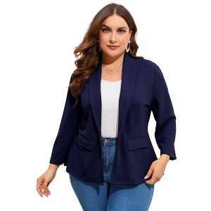 Whizmax Women's Plus Size Casual Blazers Open Front Work Office Jackets Blazer with Pockets - 1 of 4