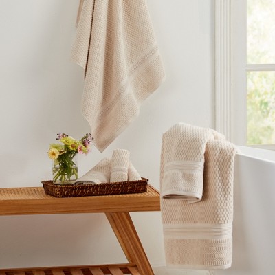 Oatmeal Cotton Waffle Weave Quick Dry Bath Towel Set