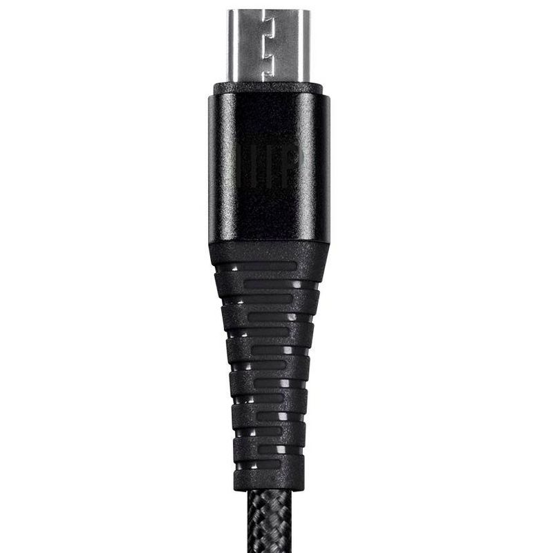 Monoprice USB 2.0 Micro B to Type A Charge & Sync Cable - 1.5 Feet - Black | Nylon-Braid, Durable, Kevlar-Reinforced - AtlasFlex Series, 5 of 7