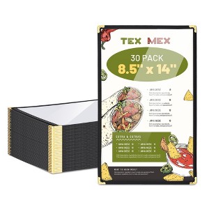 WeChef 30 Packs Restaurant Menu Covers 8.5 x 14 Single Page 1 Page 2 Views Black - 1 of 4